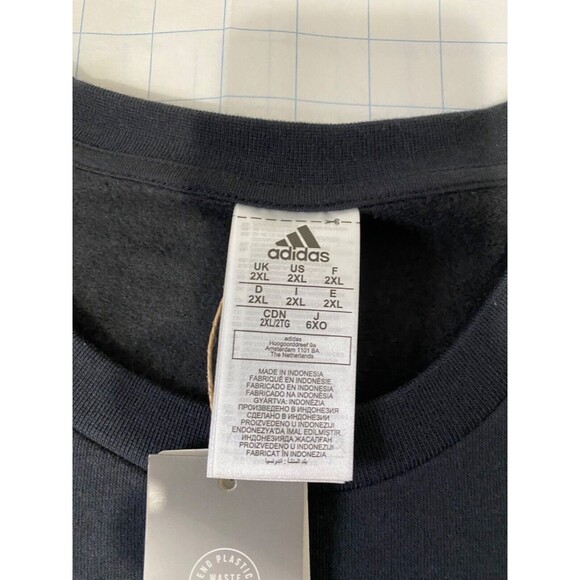 Adidas Men’s Sweatshirt Black Long Sleeve Embroidered Crew Neck Size XXL - Picture 11 of 14